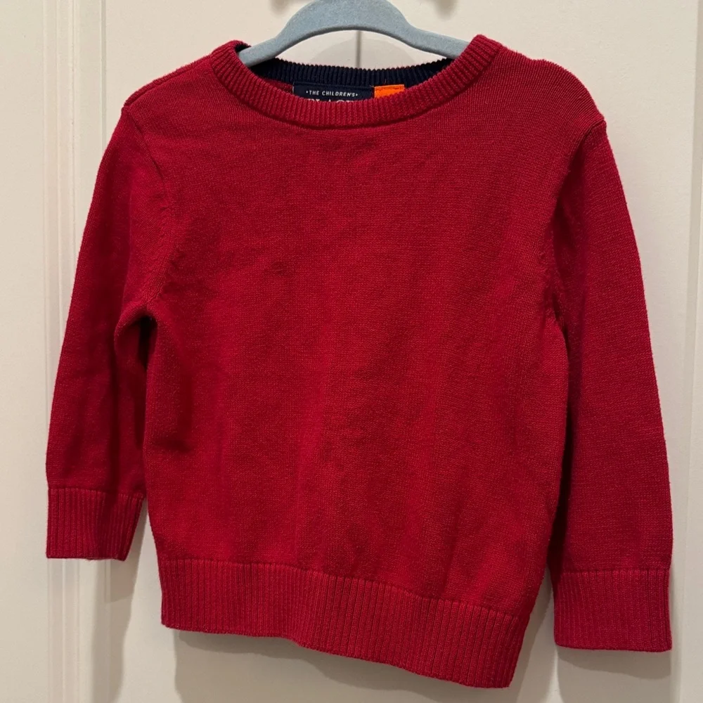 The Children's Place Classic Holiday Red Knit Crew Neck Sweater Baby 12-18 month